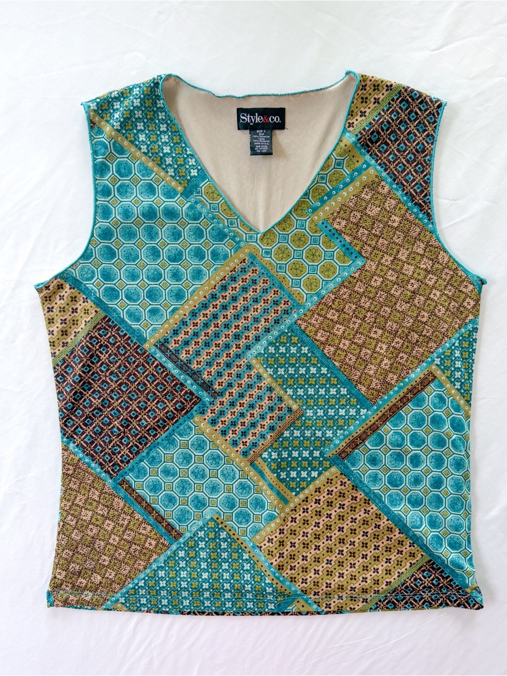 Vintage Y2K Patchwork Stretchy Tank Top